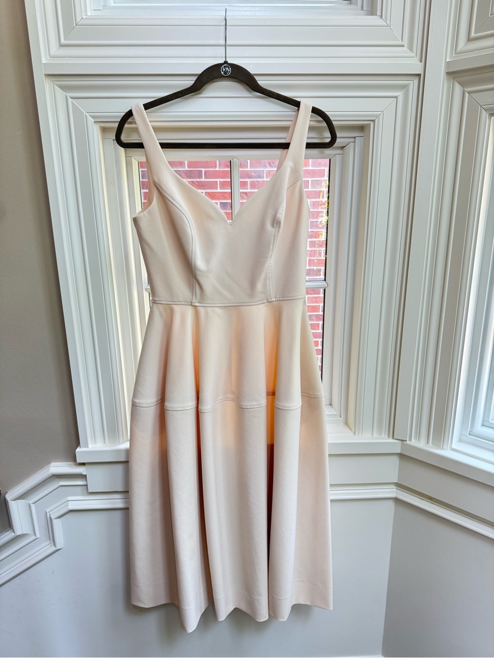 Jill JillStuart Sleeveless V-Neck Midi Dress in Soft Cream